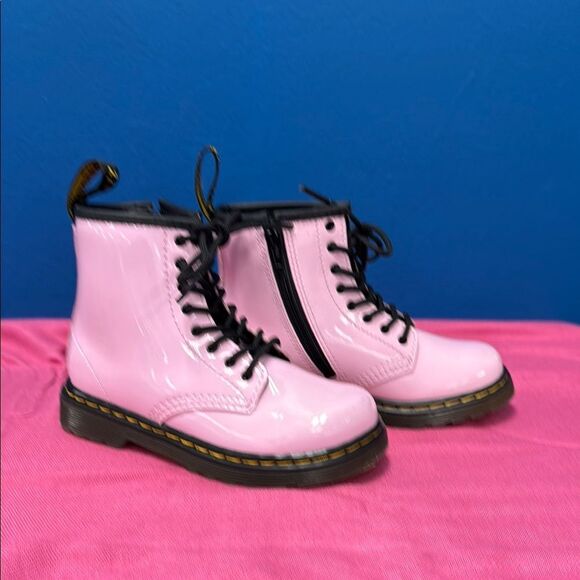 Dr. Martens Glossy Pink Ankle Boots - Picture 2 of 8